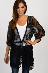 Black Lace Mesh Scalloped Hem Cover Up