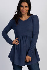 PinkBlush Navy Soft Knit Maternity Peplum Top
