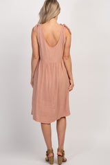 PinkBlush Rust Linen Tie Strap Maternity Dress