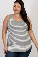 Heather Grey Striped Plus Maternity Tank Top