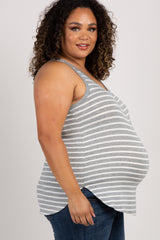 Heather Grey Striped Plus Maternity Tank Top
