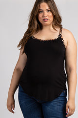 Black Leopard Strap Plus Maternity Tank Top