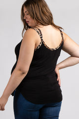 Black Leopard Strap Plus Maternity Tank Top