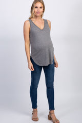 Charcoal Grey Heathered Maternity Tank Top