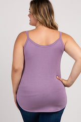 Lavender Solid Sleeveless Plus Maternity Tank Top