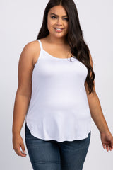 White Solid Sleeveless Plus Tank Top