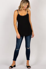 Black Leopard Strap Tank Top