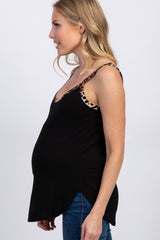 Black Leopard Strap Maternity Tank Top