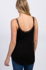 Black Leopard Strap Maternity Tank Top