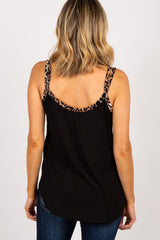 Black Leopard Strap Tank Top