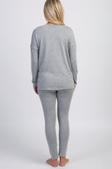 PinkBlush Grey Basic Long Sleeve Maternity Pajama Set