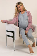 PinkBlush Grey Basic Long Sleeve Maternity Pajama Set