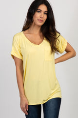 Yellow Solid Pocket Maternity Top