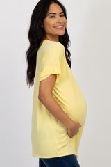 Yellow Solid Pocket Maternity Top