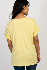 Yellow Solid Pocket Maternity Top