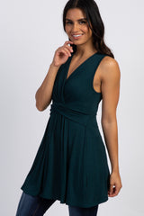 PinkBlush Forest Green Sleeveless Draped Front Nursing Top