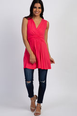 Coral Sleeveless Draped Front Nursing Top