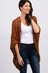 Rust Oversized Crochet Lace Maternity Cardigan