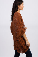 Rust Oversized Crochet Lace Cardigan