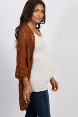 Rust Oversized Crochet Lace Maternity Cardigan