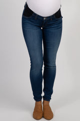 Navy Basic Side Panel Maternity Skinny Jeans