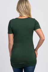PinkBlush Green Ruched Short Sleeve Maternity Top