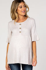 PinkBlush Beige Waffle Knit Maternity Tunic