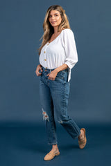 Blue Distressed High Rise Jeans