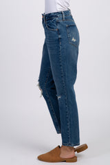 Blue Distressed High Rise Jeans