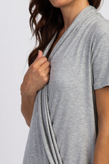 PinkBlush Grey Pleated Wrap Accent Nursing Top