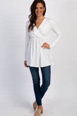 PinkBlush Ivory Long Sleeve Wrap Front Nursing Top