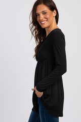 PinkBlush Black Long Sleeve Wrap Front Nursing Top