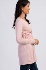 PinkBlush Light Pink Long Sleeve Wrap Front Nursing Top