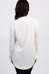 Ivory Long Sleeve Ribbed Top
