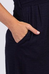 Navy Short Sleeve Collared Utility Jumpsuit