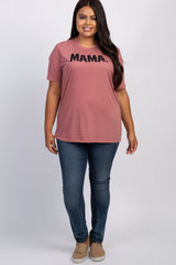 Mauve Mama Glitter Graphic Plus Top