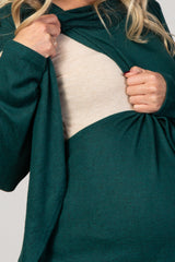PinkBlush Forest Green Long Sleeve Wrap Maternity Nursing Top