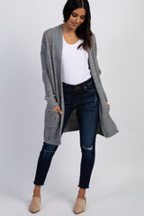 Grey Knit Long Sleeve Maternity Cardigan