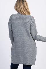 Grey Knit Long Sleeve Maternity Cardigan