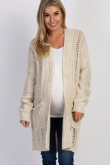 Ivory Knit Long Sleeve Maternity Cardigan