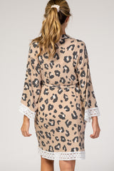 PinkBlush Taupe Animal Print Lace Trim Maternity Robe