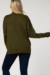 Olive Turtleneck Maternity Sweater