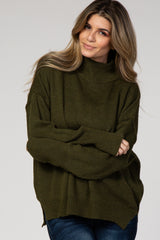 Olive Turtleneck Maternity Sweater