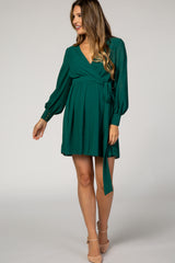 Forest Green Chiffon Maternity Wrap Dress