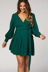 Forest Green Chiffon Maternity Wrap Dress