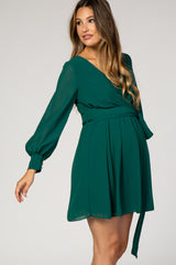 Forest Green Chiffon Maternity Wrap Dress