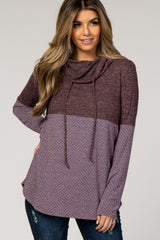 Plum Knit Colorblock Funnel Neck Maternity Top