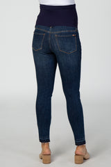 PinkBlush Blue Raw Hem Maternity Skinny Jeans