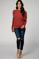 Rust Dolman Sleeve Wide Neck Sweater