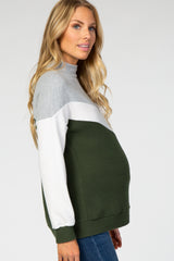 Olive Colorblock Chevron Maternity Top